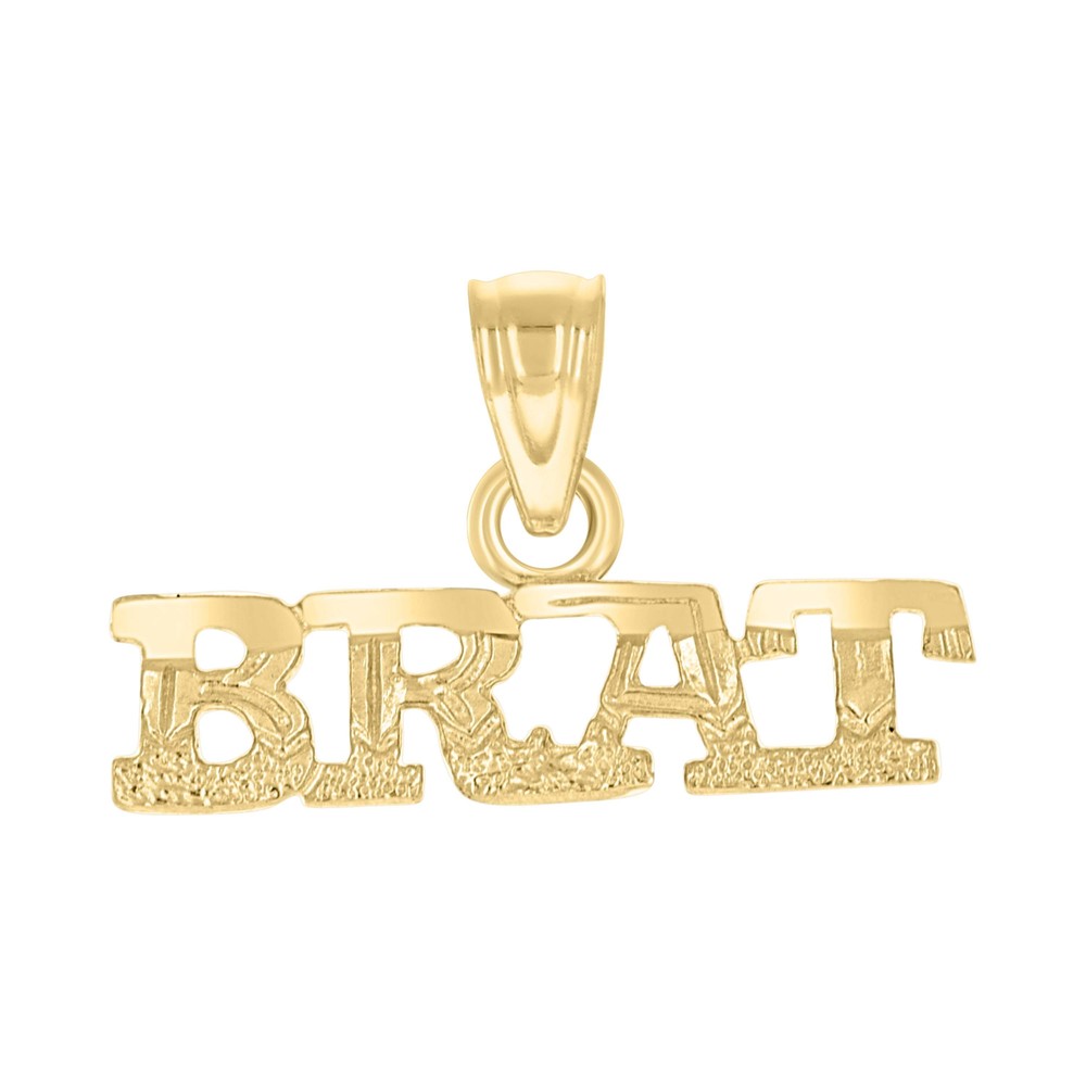 10kt 10k Yellow Gold Textured Mens Brat Letters & Words Charm Pendant